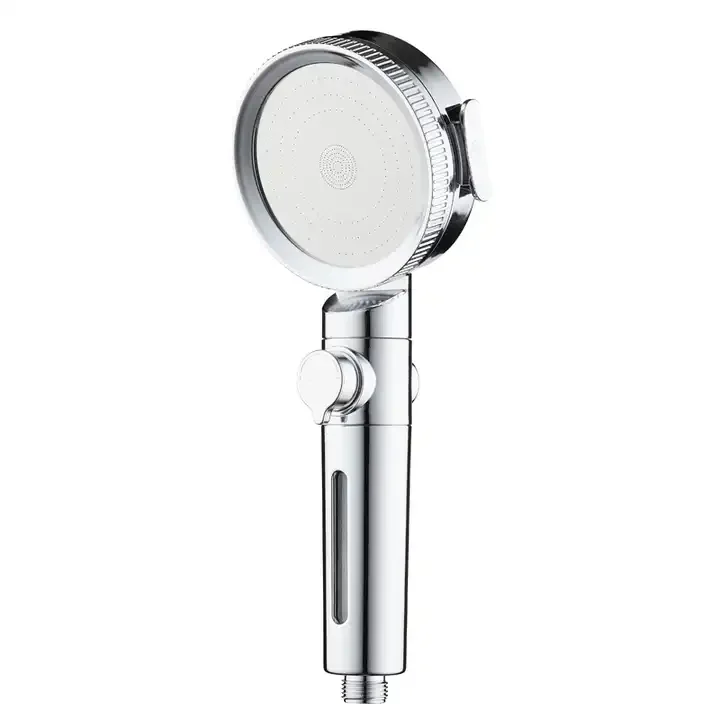 Three Functions Flowing Adjustable Big Size Rainfall PP Cotton Filter High Pressure Shower Head with Water Stop Button