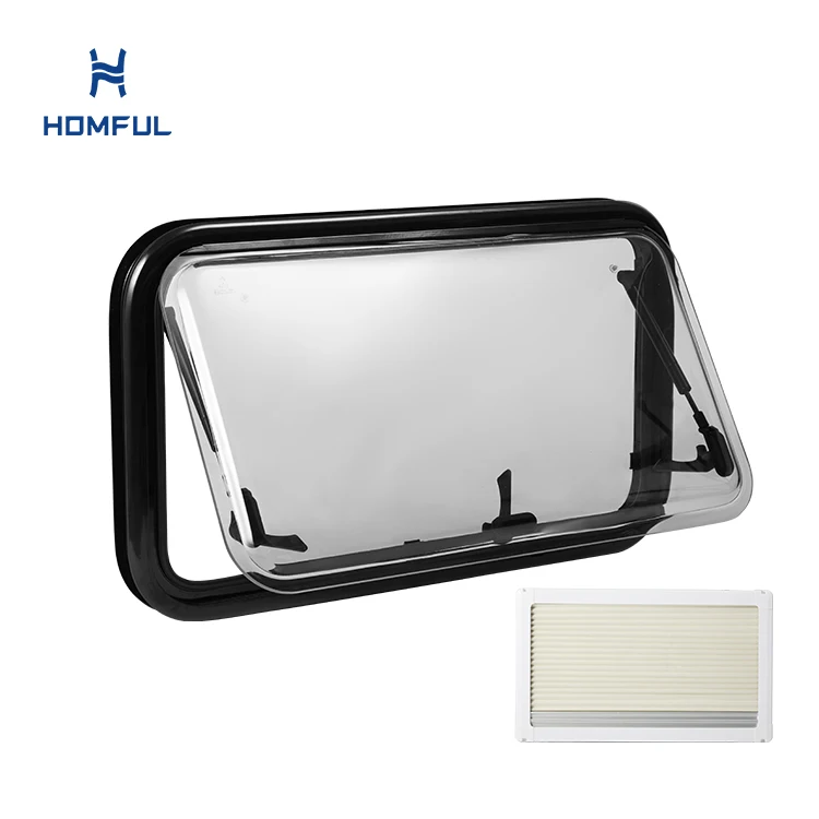 HOMFUL Transparency UV Protection Caravan Motorhome Window High Strength Acrylic Optional Pleated Louver RV Window