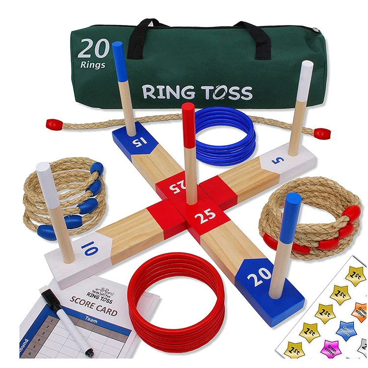 Ring Toss Games for Kids Indoor Holiday Fun or Outdoor Yard Game for Adults and Family Easy to Assemble Backyard Toys