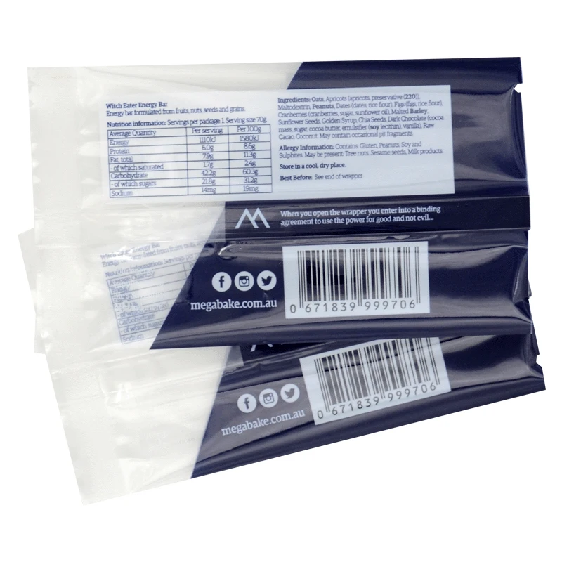 Clear Custom Size Heat Sealing Zipper Packaging Bag Food Grade Plastic for Jelly Potato Chips Cakes and Cookie Bars Packing