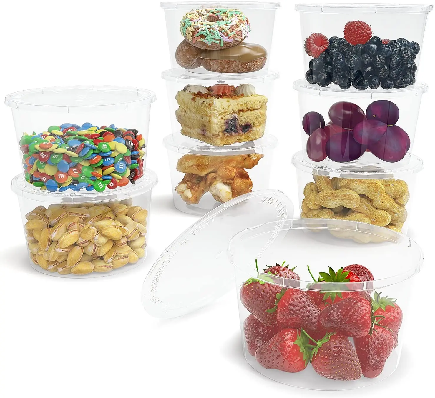300ml Plastic Bowl  Logo Microwave Reusable Round Shape Take Out Food Containers