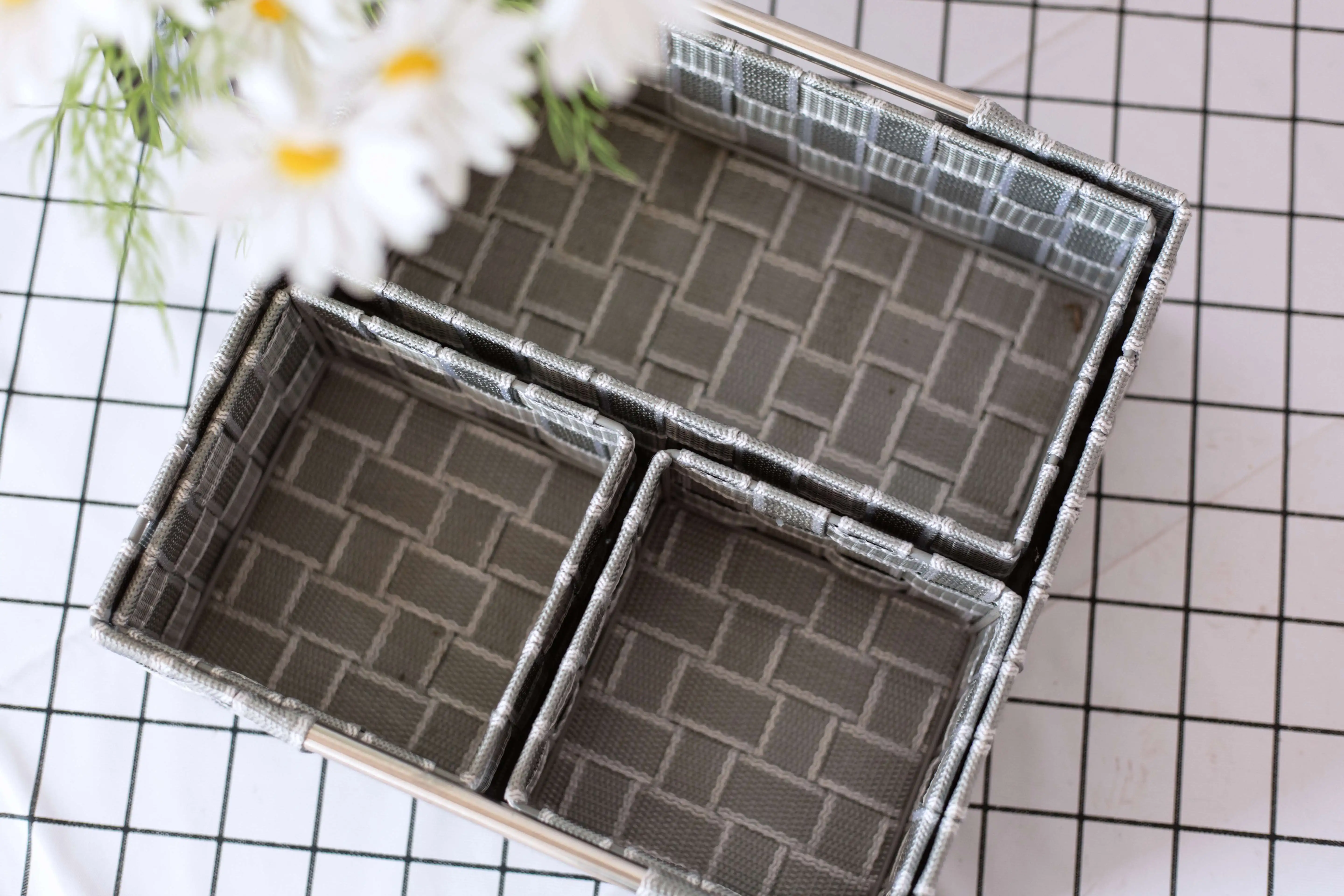 Wholesale Handmade PP Strap Non-Woven Polypropylene Decorative Weaving Basket