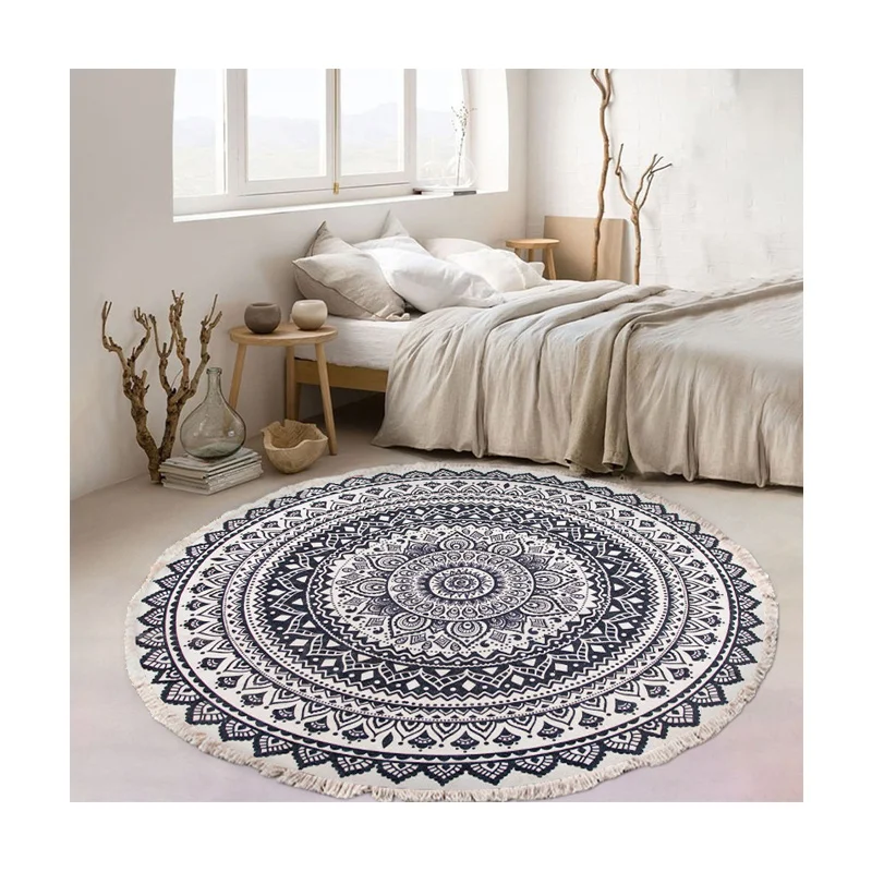 customization factory direct sell Folk style cotton hemp antique plain tapestry handmade rug carpet for bedroom Sofa rug carpet