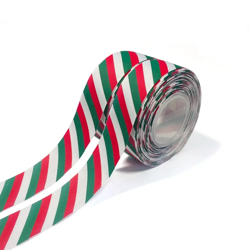 Free Sample Red and Green Stripe Wholesale Christmas Ribbon
