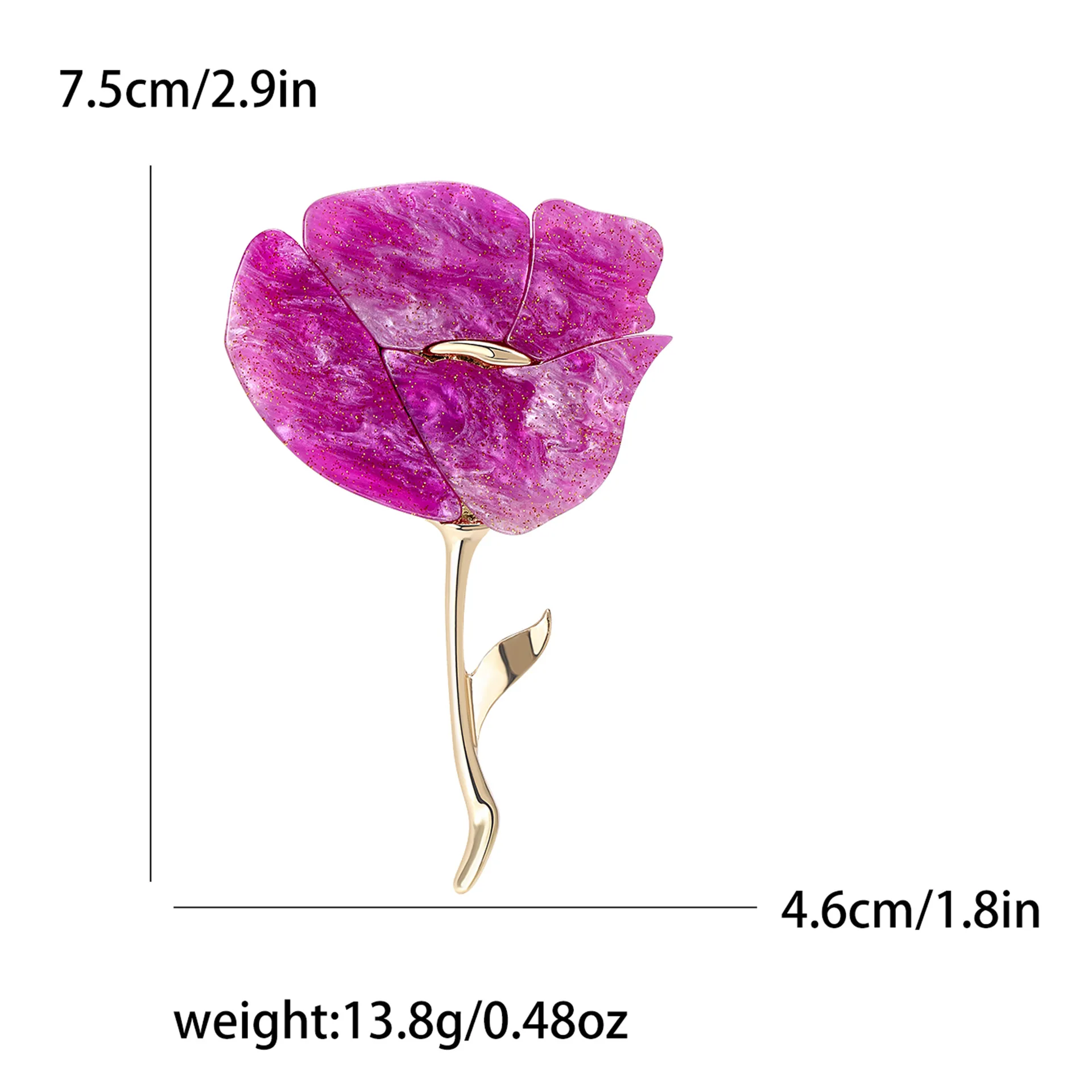 Wholesale Fashion Brooches Women Rose Gold Plated Acrylic Rose Pin Brooch Flower Brooch For Clothing