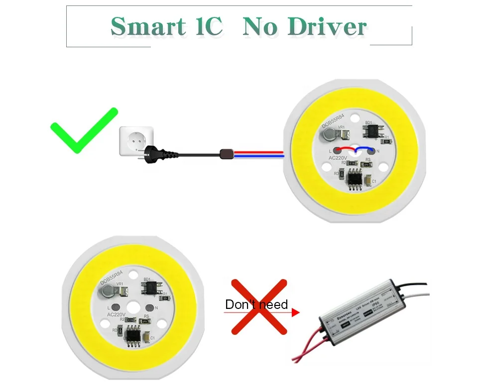 Newspectrum LED Light Chip 220V 15W LED COB With Driver White COB LED Bulb Components AC COB Module