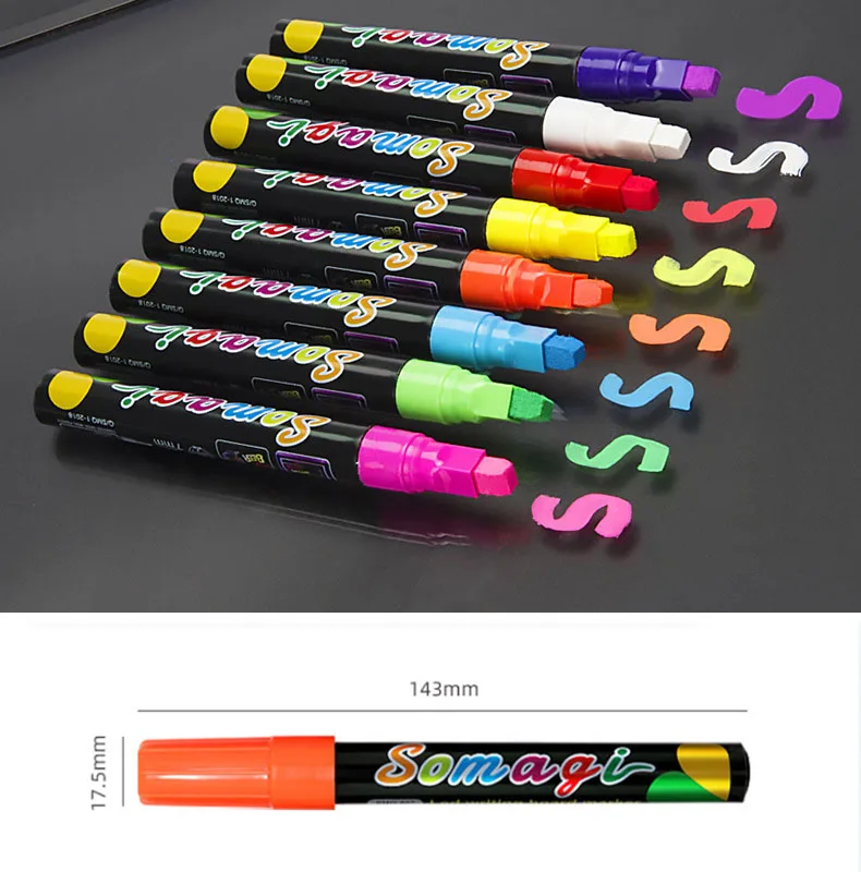 LED glass billboard Writing drawing highlighter pen 8 color set whiteboard dry erase marker pen for fluorescent drawing board