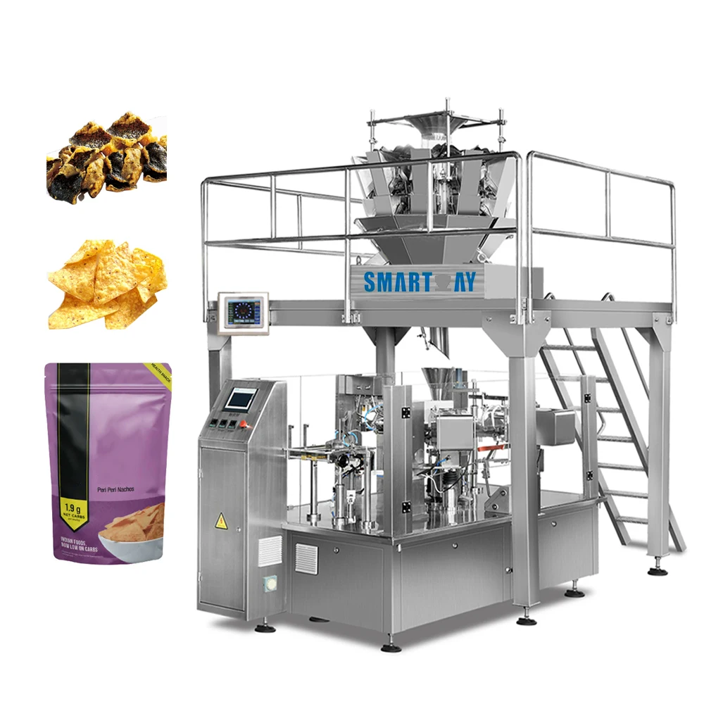 Automatic doypack bag nachos packing machine chunky products seaweed crisps laver nori chips packaging machine