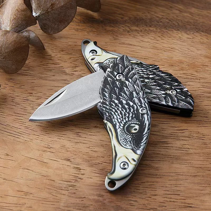 Easy Carry Small Size Folding EDC Keychain Knife Outdoor Survival Hunting 3D Eagle Stainless Steel Hiking Rescue Tool