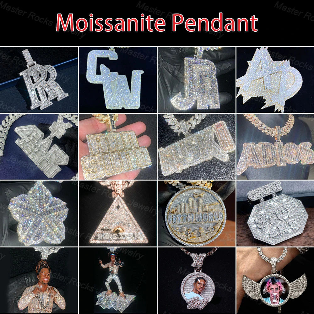 Diamond VVS Moissanite Letter Pendant Star Hip Hop Jewelry Silver 925 Custom Moissanite Pendant