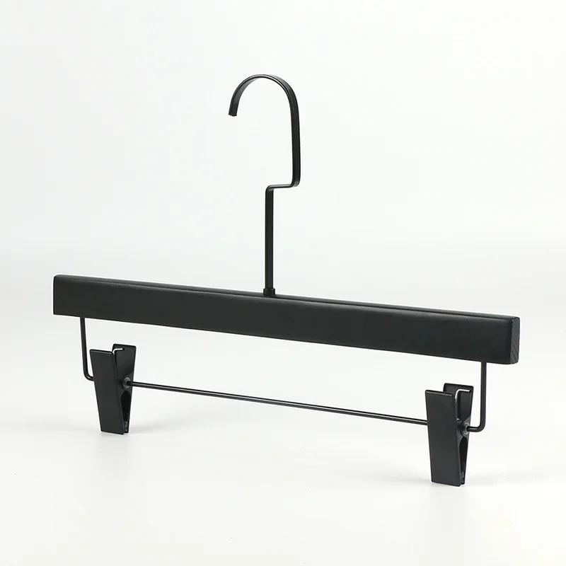 Beishite Wood Clothing Hanger Custom LOGO Matt Black Wooden Brand Coat Suit Hangers for Clothes Store