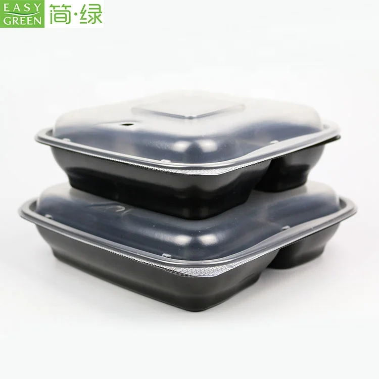 Top Selling 32oz Disposable Plastic Meal Prep Containers 3 Compartment  with Lids Reusable Food Storage Container