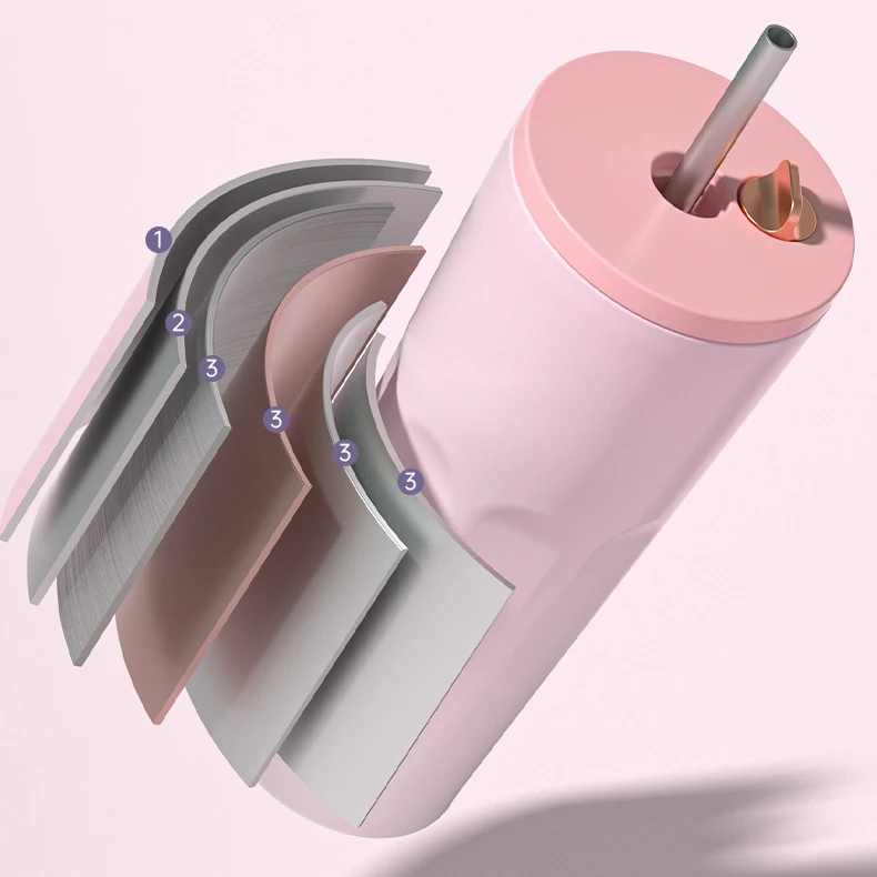 Hot Sale Double Wall 700Ml Vacuum Flask Stainless Steel Tumbler Keep Hot Ice Portable Insulated Coffee Travel Mug with Straw