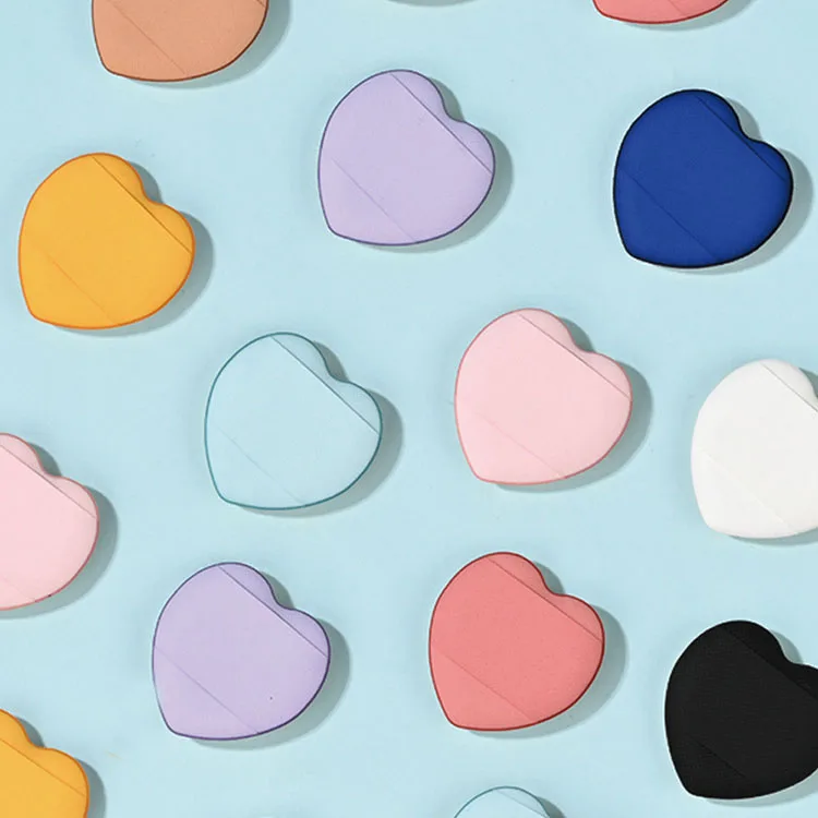 Custom logo Heart Shape Finger Mini air Cushion Puff Cosmetic Makeup Sponge Powder Puff for Liquid Foundation Concealer
