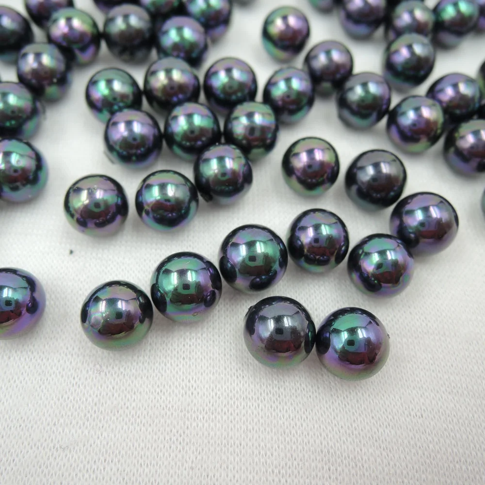 in paired 8mm mother of pearl ,sea-shell pearl ,perfect round shape,half hole drilled