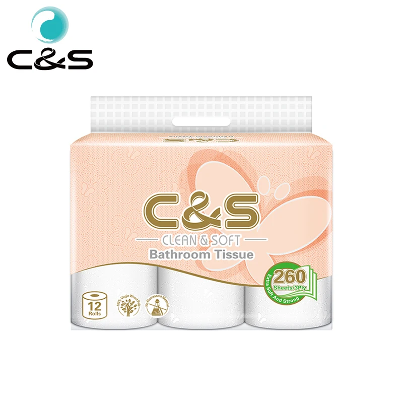 
Competitive Price Embossed 12R 3Ply 260S Virgin Wood Pulp Toilet Roll Tissue Paper 