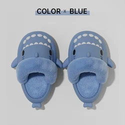 Lovely Cartoon Animal Style Winter Warm Funny Detachable Fur Insole Shark Slides Slippers