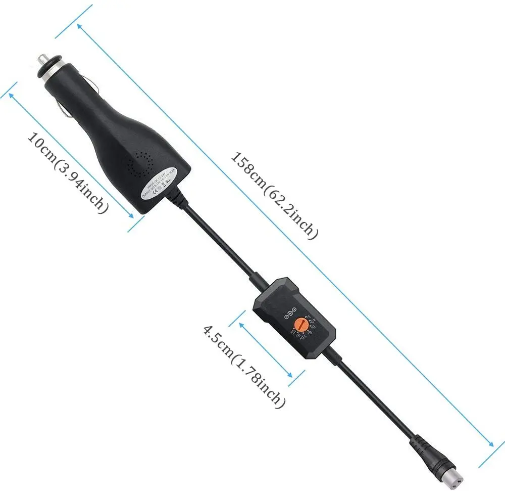 12W Universal Car Charger Cigarette Lighter 3-12V Multi-Tips for Electrical Devices, with Micro USB Plug