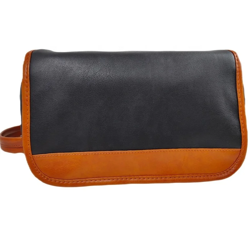 Large Capacity Travel Cosmetic Bag for men,Travelling Opens Flat Makeup Bag Leather Cosmetic Bag