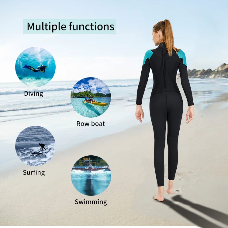 Women Wetsuit Short Front Zip Wet Suit Compression Thermal Swimwear for Surfing Snorkeling Scuba Diving
