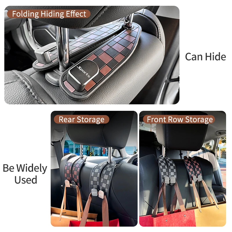PVC Car Purse Headrest Hooks for Purses and Bags Car Seat Back Double Hook Car Seats Hooks for Headrest