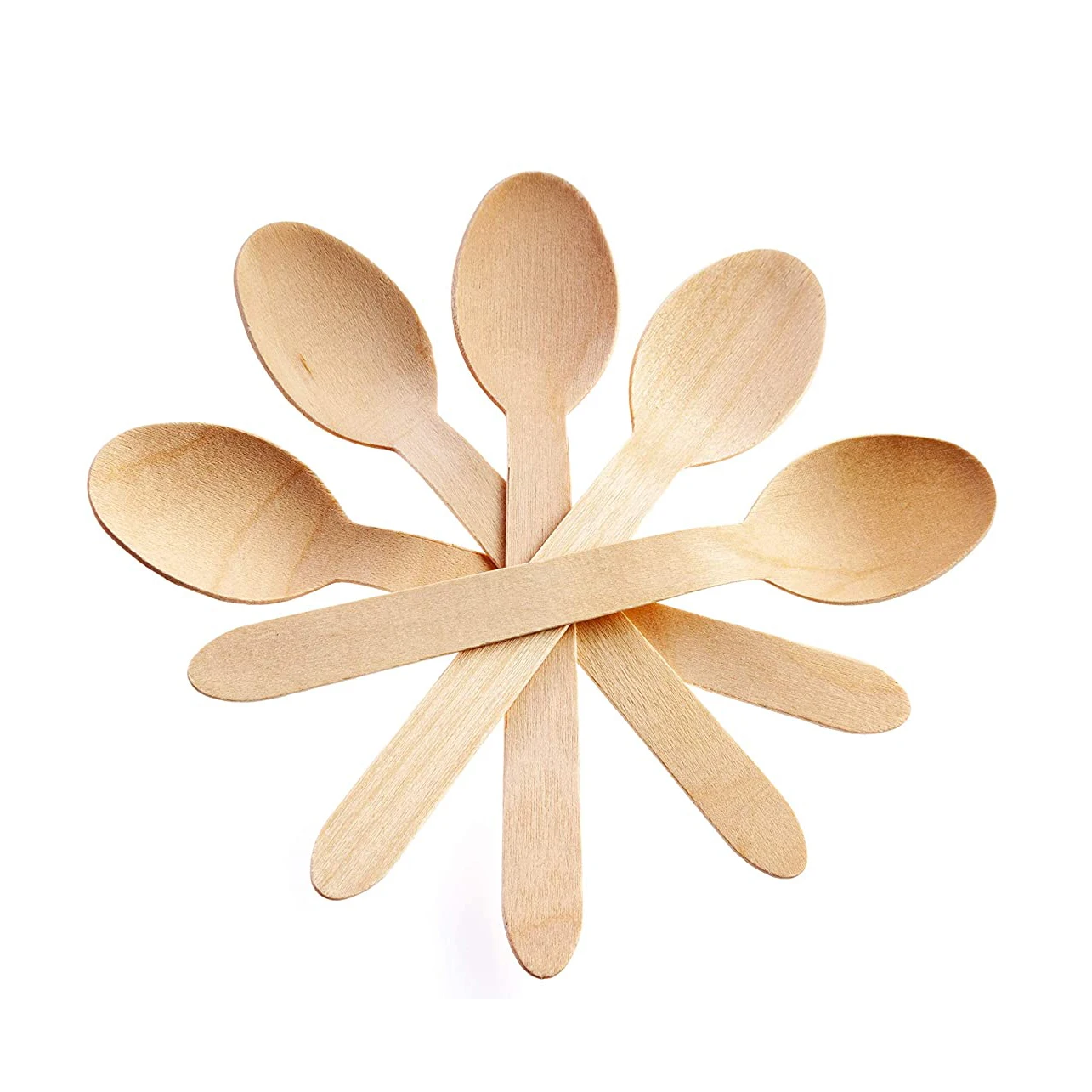 Hot sale dessert spoon and fork, wooden disposable spoon fork knife bulk packing biodegradable wooden cutlery set