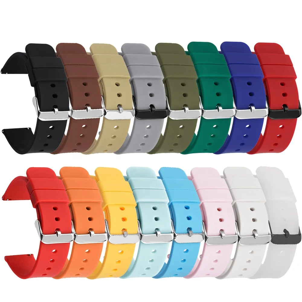 12/14/16/18/20mm 22mm 24mm Silicone Quick Release Band for Samsung Galaxy Watch 4 Active 2 42mm 46mm/Huawei GT/2/2e/3/Pro