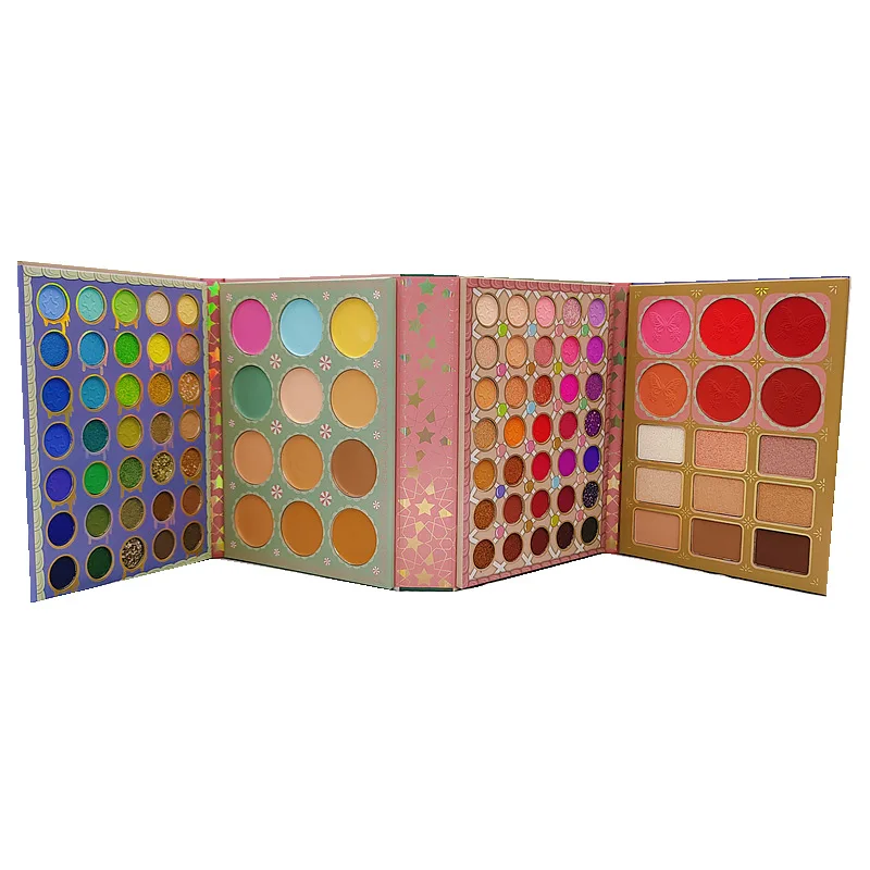 2024 women Makeup customized gift set shimmer glitter Eyeshadow book Waterproof High pigment cute pink brown eyeshadow Palette