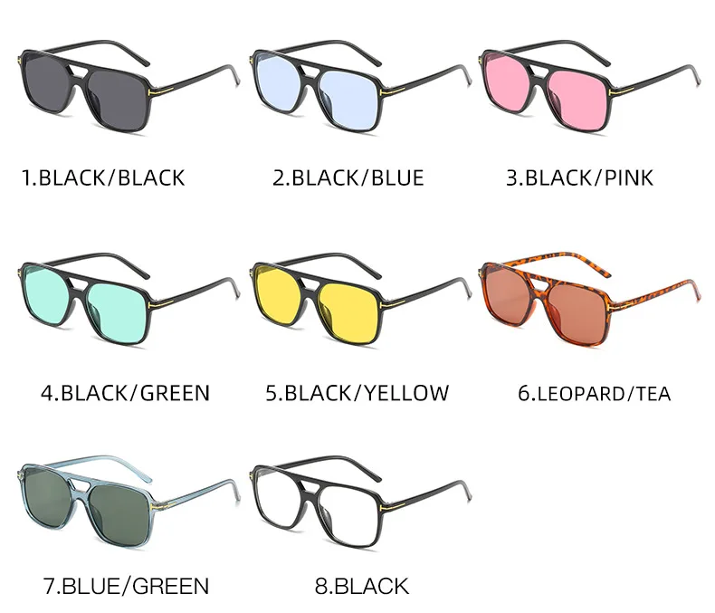 3885 Wholesale Cheap Unisex Ocean Lens Double Beam Plastic Frame Fine Square Sunglasses