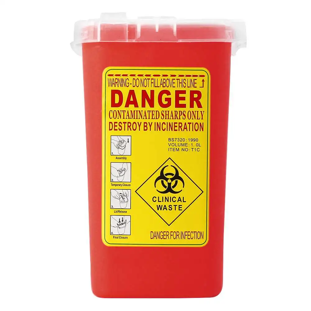 1L Sharps Container Medical Needles Piercing Disposal Tip Collect Box Tattoo Supply Accessories