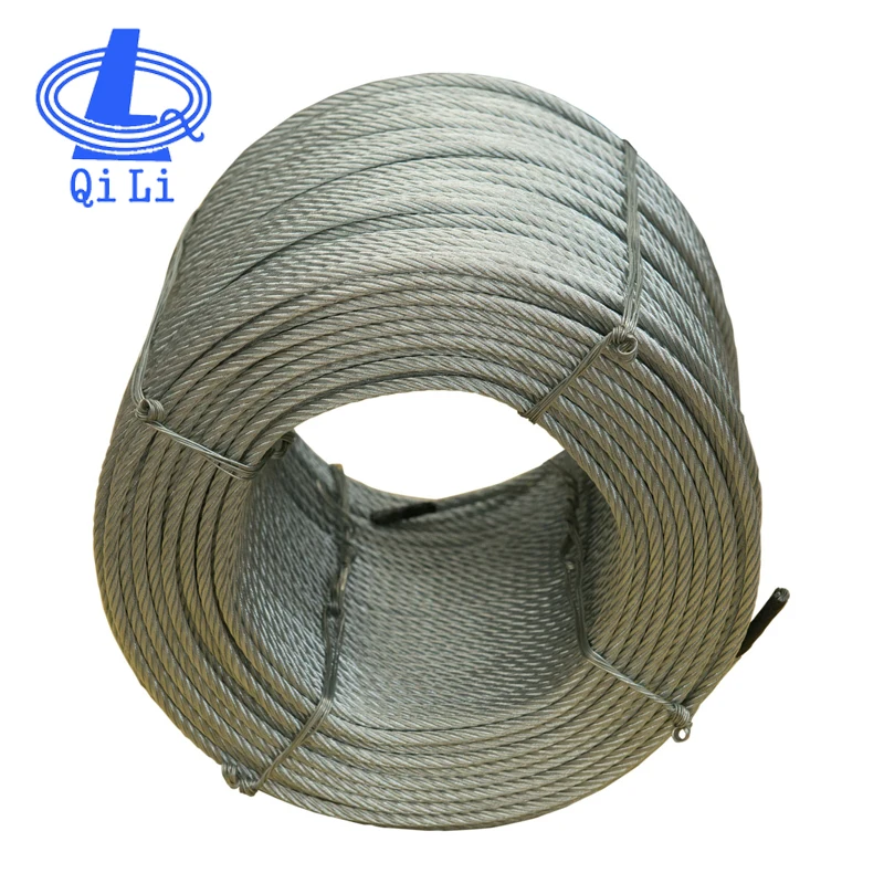 QiLi Professional Galvanized 6*12+7FC Steel Wire Rope