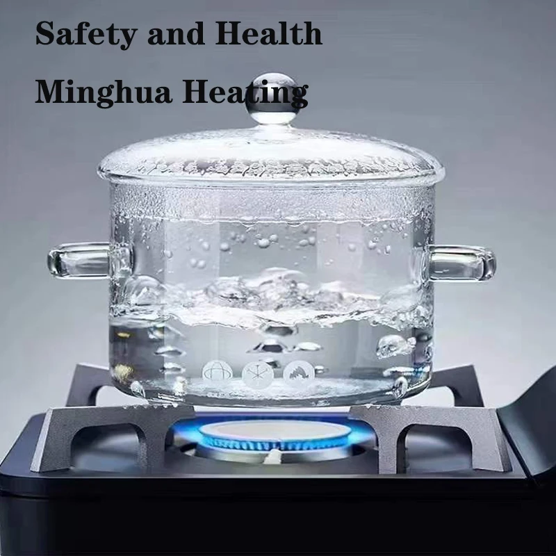 High Borosilicate Glass Saucepan Cooking Pot Thickened Glass Instant Noodle Pot Household Double Ear Glass Pot Open Flame Safety
