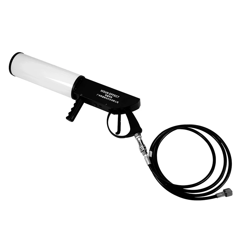 The most popular handheld CO2 gun with LED passes through a high-pressure liquid CO2 generating column