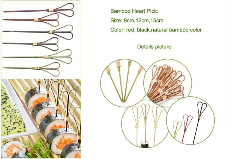 Bamboo Loop Pick fruit for Decor Rack 4 inch Looped Knot Natural Bamboo Skewers