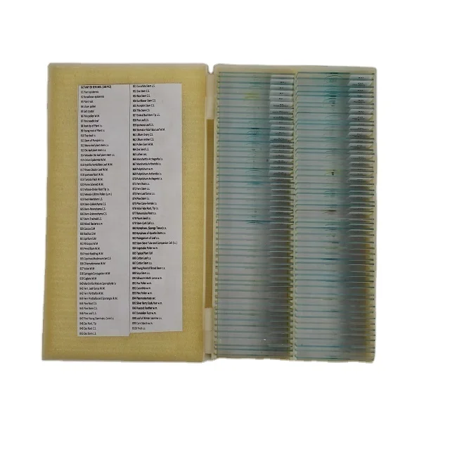 50 pcs Mixed Educational Prepared Microscope Slides Botany Human Animal Prepared Slides Packed in Slide Box