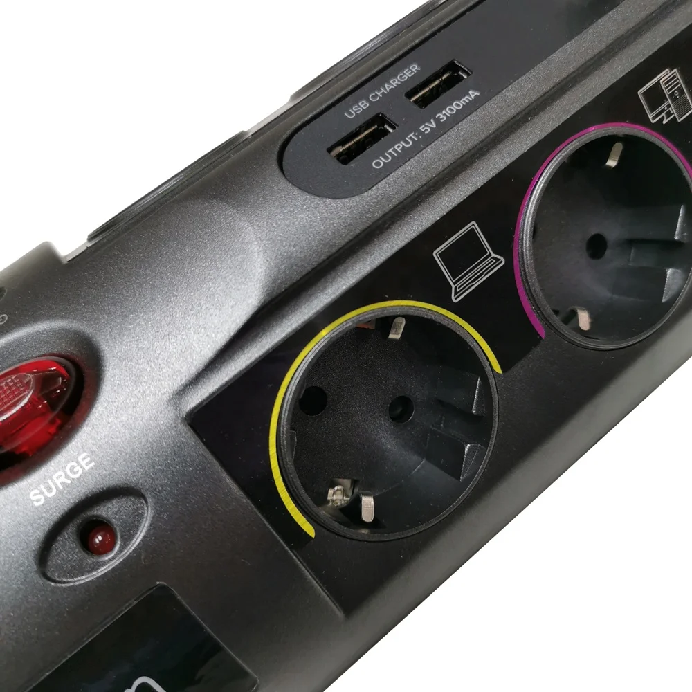  10 способ Schuko розетка 2 usb-порта EU Plug Защита от всплесков напряжения пролонгации гнезда сетевой