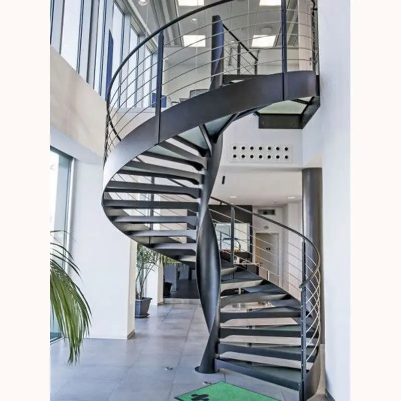 Alucasa Luxury Arc Stair Glass Railing Spiral Stairs Interior Steel Glass Spiral Staircase With Glass Railing