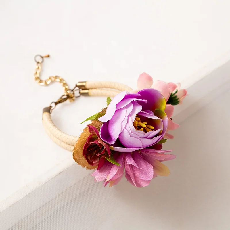 
Handmade artificial fabric flower floral bridal corsage wrist flower bracelet for wedding 