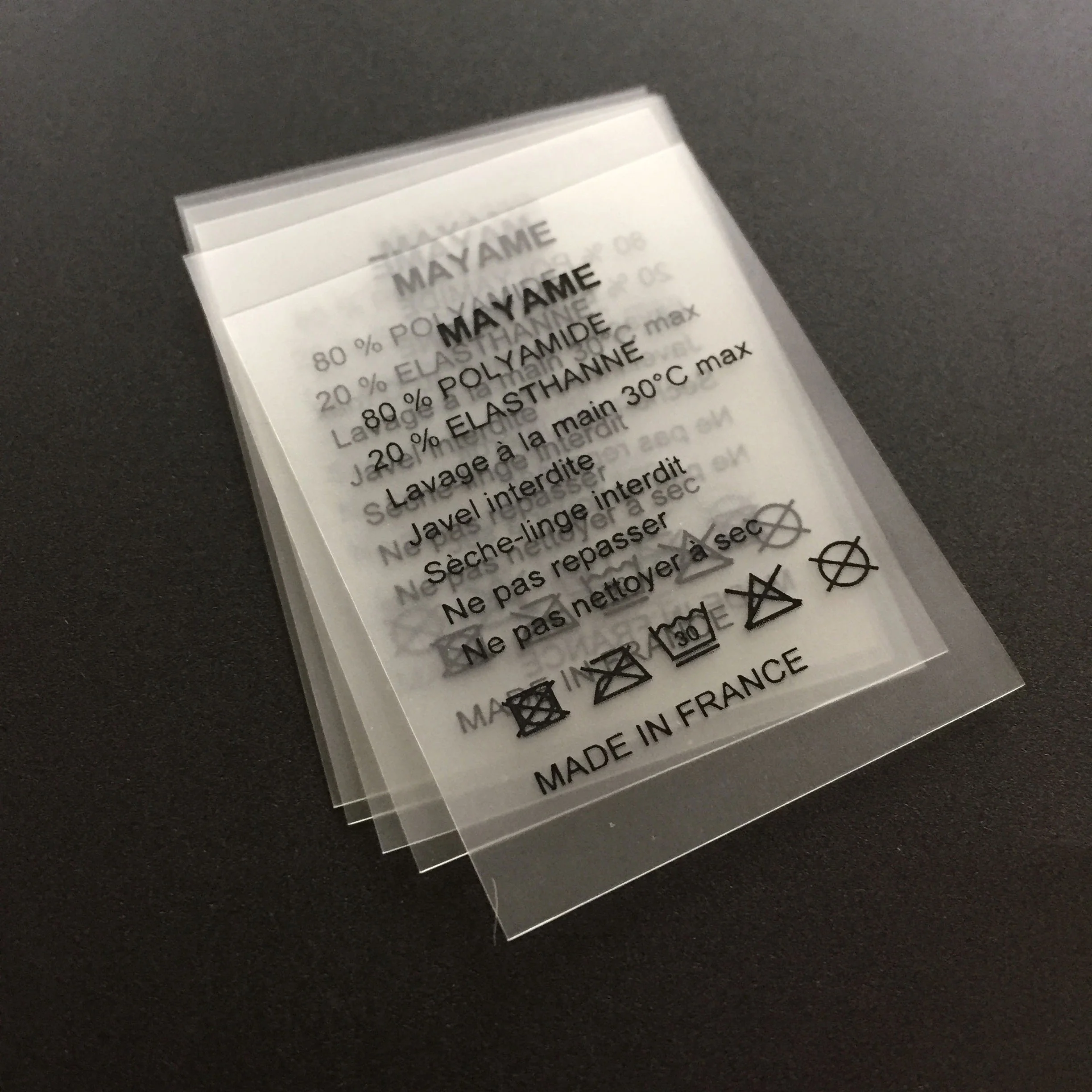 Custom Printed  Soft Plastic Transparent Wash Care Label TPU Clothing Label