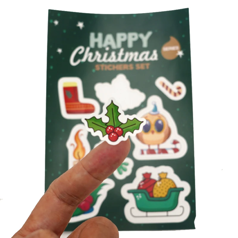 Custom Hot Stamping Decorative Full Color A4 Size Rainbow Adhesive Christmas Anime Kiss Cut Sticker Sheet