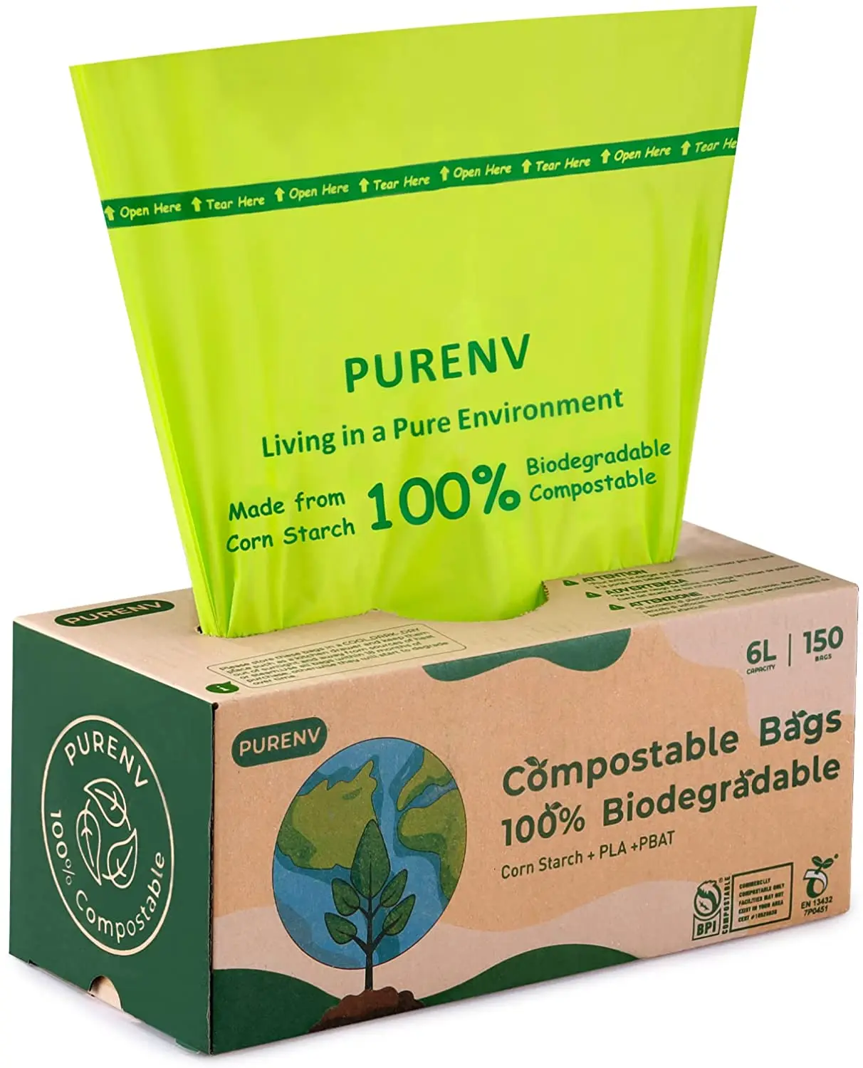 Hot Selling Eco friendly Custom Logo Biodegradable Garbage Bag 100% Compostable Trash Bags