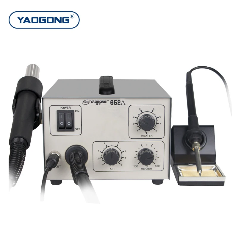 YAOGONG 952A 2 in 1 Auto Sleep Temperature Adjustable Heat Gun Hot Air Gun Soldering Station Desoldering BGA SMD Rework Station