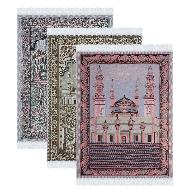 Thin Woven Chenille turkish Islamic Prayer Mat Sajjadah Praying Rug Ramadan Eid Traditional Muslim Janamaz Sajada