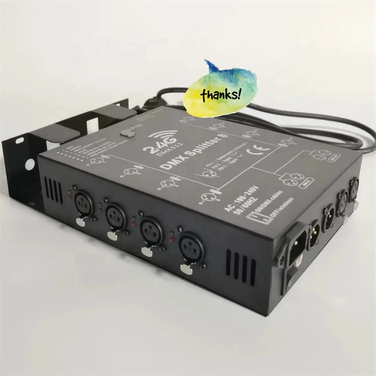 8Way DMX Wireless Distributor 8 channel signal amplifier 2.4G wireless DMX512 receiver stage light splitter