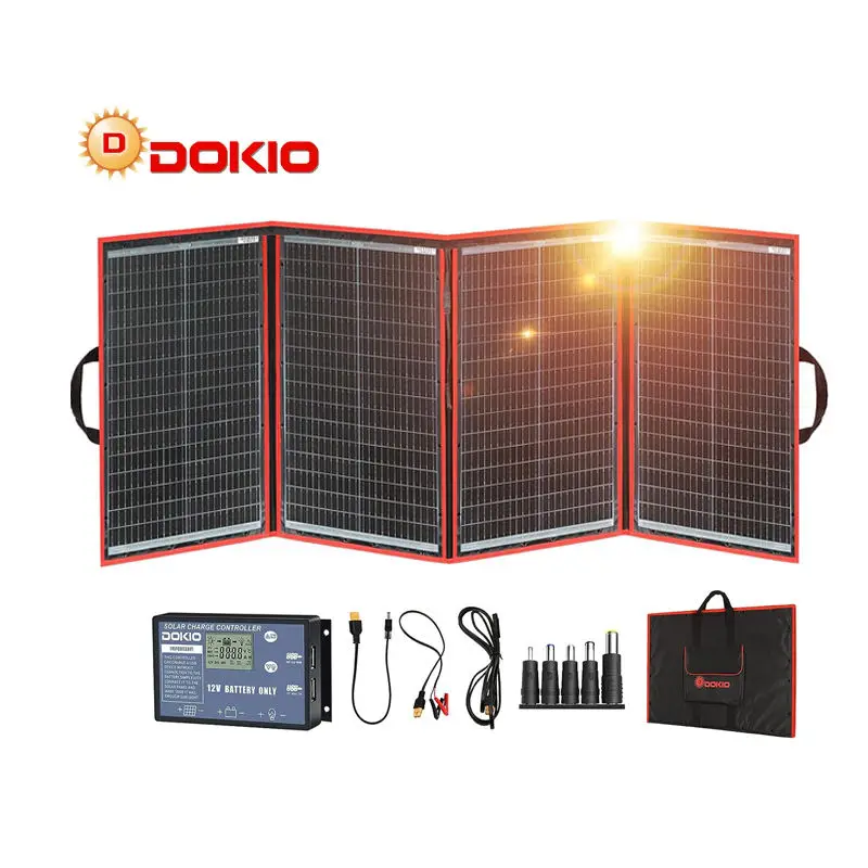 EU USA Free Shipping Top Selling DOKIO 100W 150W 200W 220W 300W Solar Panels Portable Solar Blanket Outdoor Hiking Camping