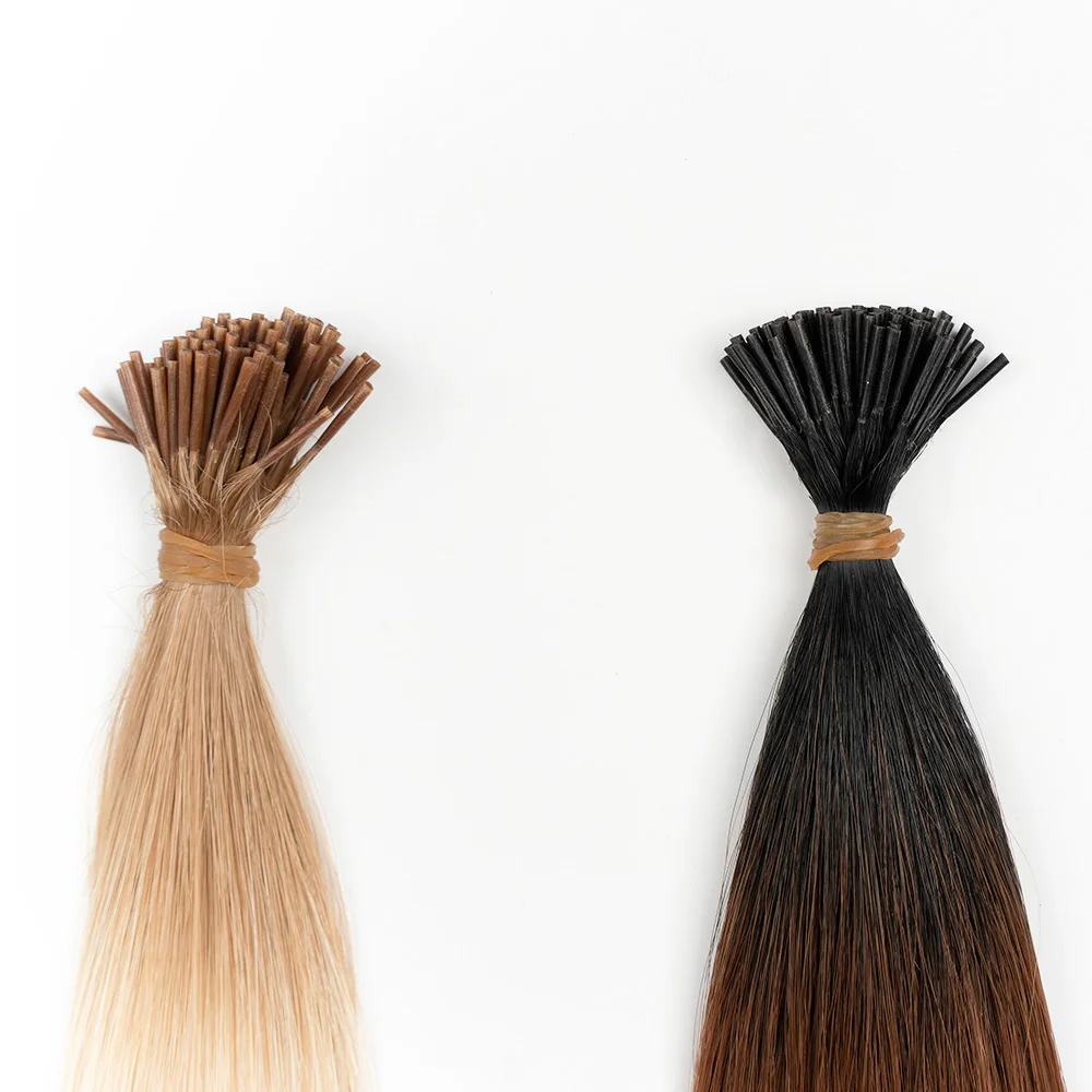 22 inch 50g black brown Pre-Bonded Bone straight silk high temperature fiber with closure I-Tip Stick synthetic Hair Extension