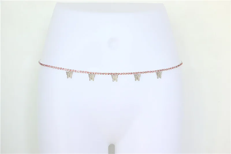 Модная индивидуальная цепочка на талию со стразами, подвеска в виде бабочки с кристаллами, женское украшение на талию, Однорядная цепочка на талию со стразами