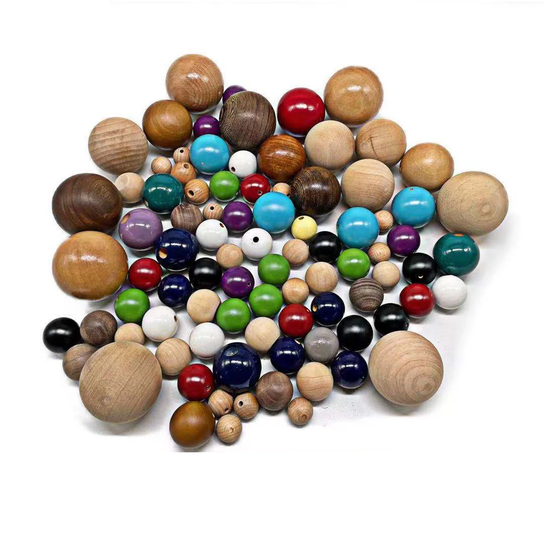 Natural wooden unfinished beech loose round wood beads