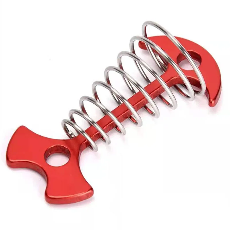 Outdoor aluminum alloy spring fishbone pegs multifunctional tent top accessories staking adjustment rope buckle tent pegs