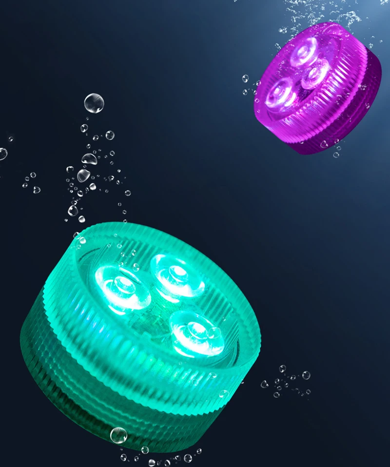 3 шт. smd5050 rgb батарея Мини Погружные светодиодные лампы с дистанционным управлением в водонепроницаемые ip68 для вечеринки/свадьбы украшение